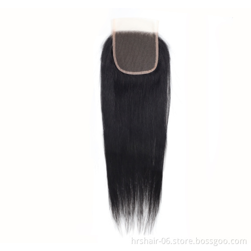 4*4 lace closure 100% human hair free part silky Virgin Cuticle Aligned Brazilian natural color Human Hair wholesale price